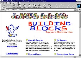 Building Blocks Daycare Center Inc. web site front page