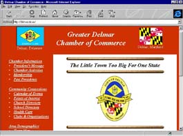 Greater Delmar Chamber of Commerce web site front page